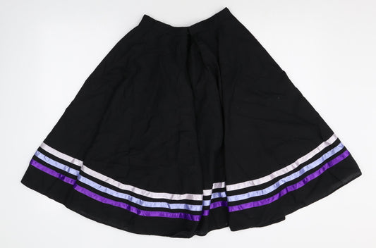 Plume Girls Black Striped Cotton Swing Skirt Size 2-3 Years Regular Hook & Loop