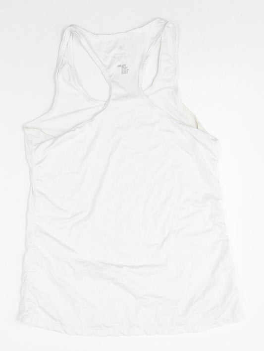 Preworn Womens White Polyester Basic Tank Size L Scoop Neck Pullover - Racerback