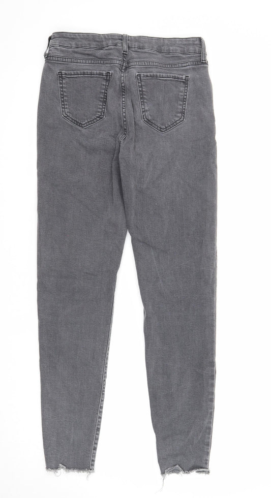 Marks and Spencer Womens Grey Cotton Skinny Jeans Size 12 Regular Zip