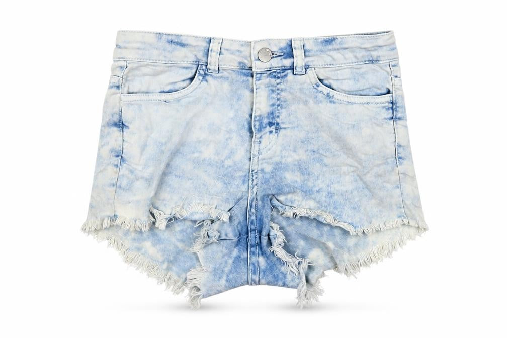 Divided Womens Blue Cotton Cut-Off Shorts Size 8 Regular Zip