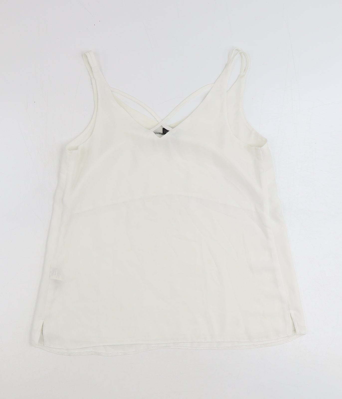 Dorothy Perkins Womens White Viscose Basic Tank Size 10 V-Neck