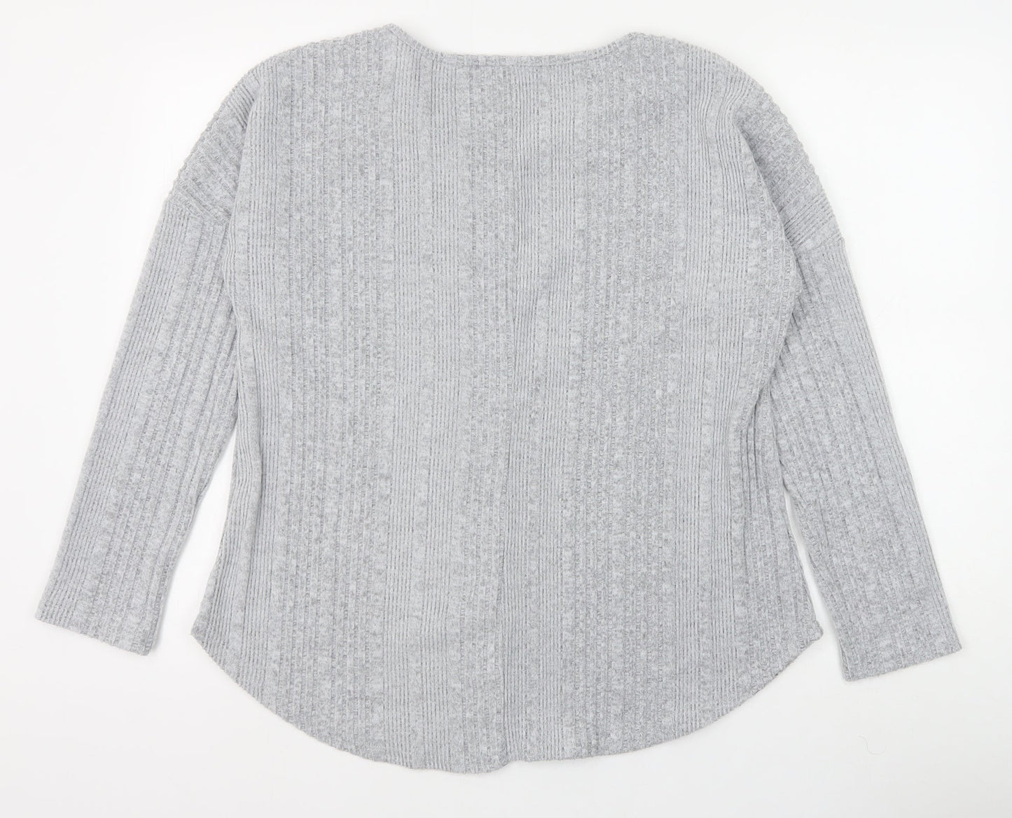Preworn Womens Grey V-Neck Cotton Pullover Jumper Size S