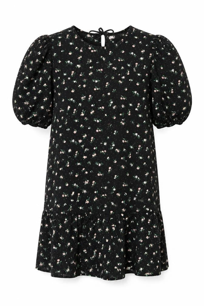 Divided Womens Black Floral Polyester Shirt Dress Size XL Round Neck Pullover