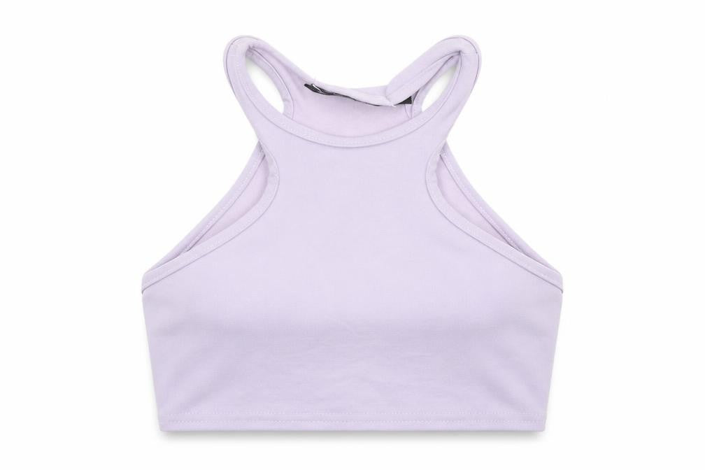 PRETTYLITTLETHING Womens Purple Polyester Cropped Tank Size 8 V-Neck