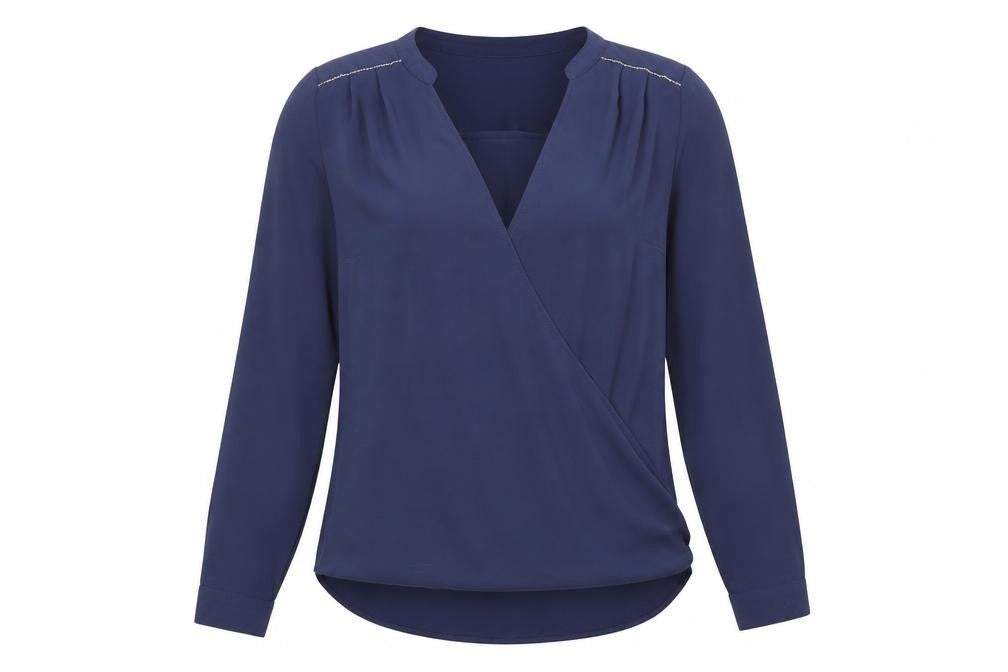 Marks and Spencer Womens Blue Polyester Basic Blouse Size 8 V-Neck