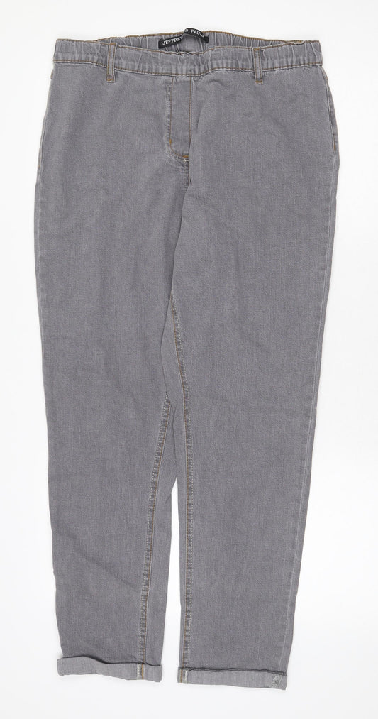 Jeffrey & Paula Womens Grey Cotton Straight Jeans Size 16 Regular