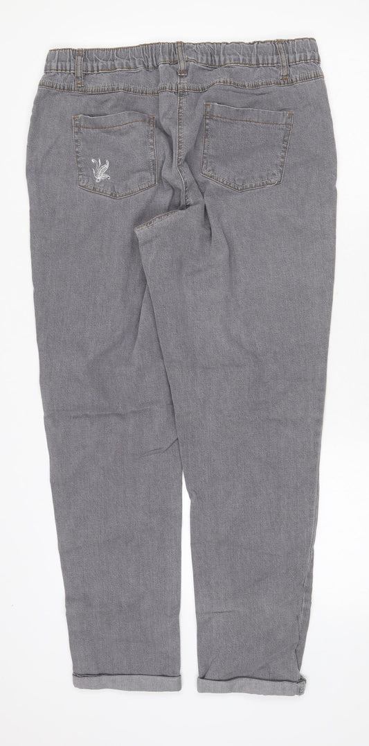 Jeffrey & Paula Womens Grey Cotton Straight Jeans Size 16 Regular