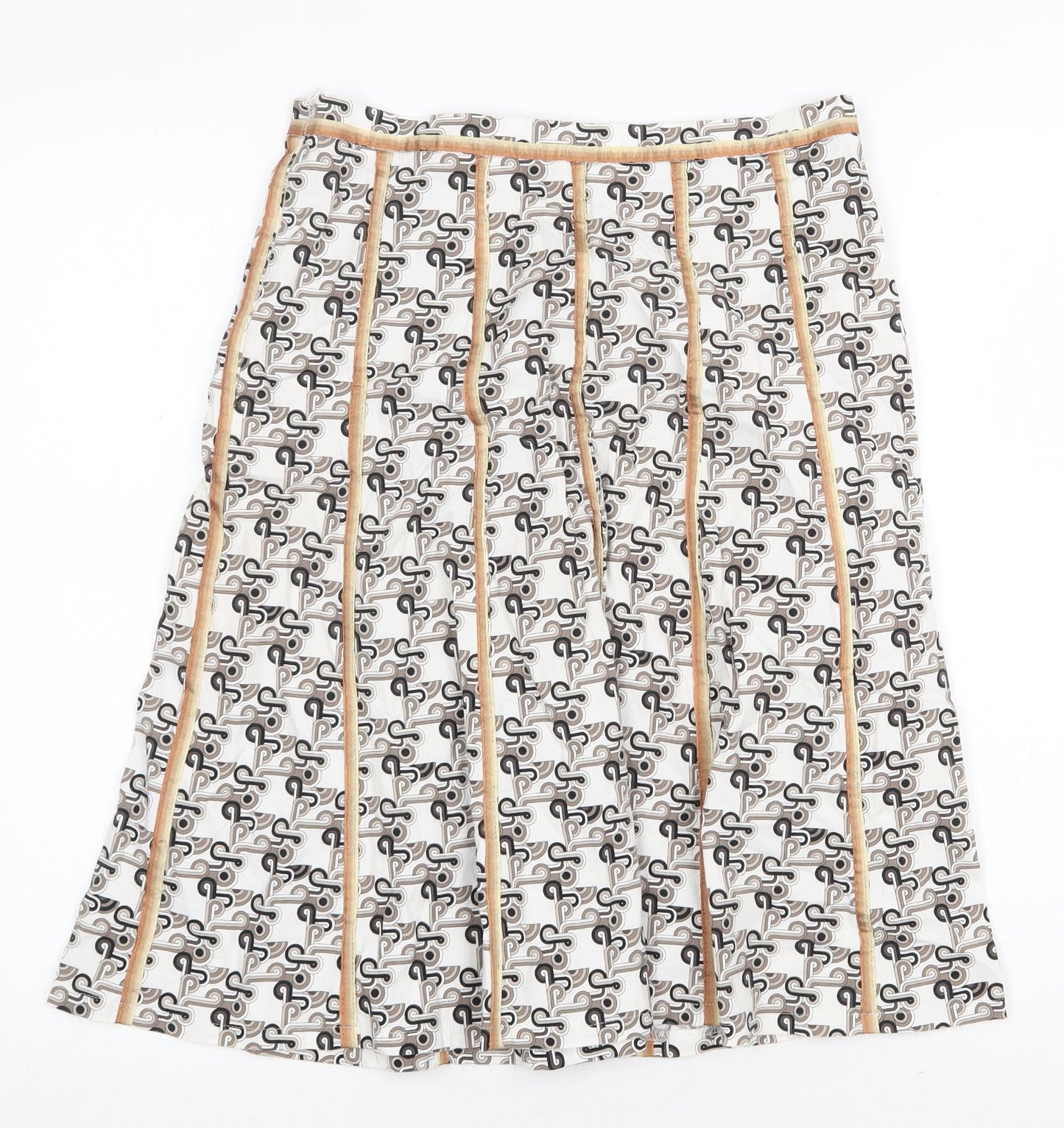 Barbara Initials Womens White Geometric Polyester Swing Skirt Size M Zip
