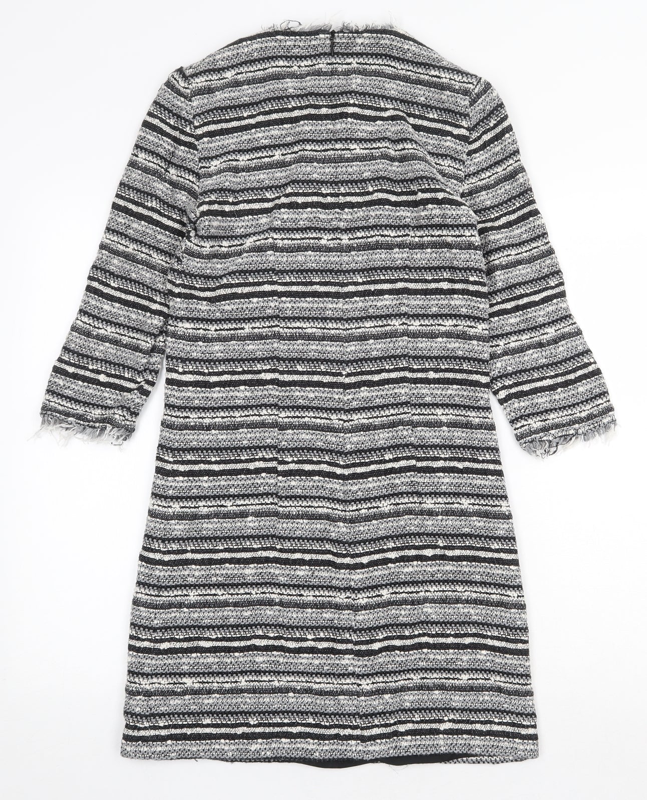 Mango Womens Grey Striped Acrylic Sheath Size XS Round Neck Zip