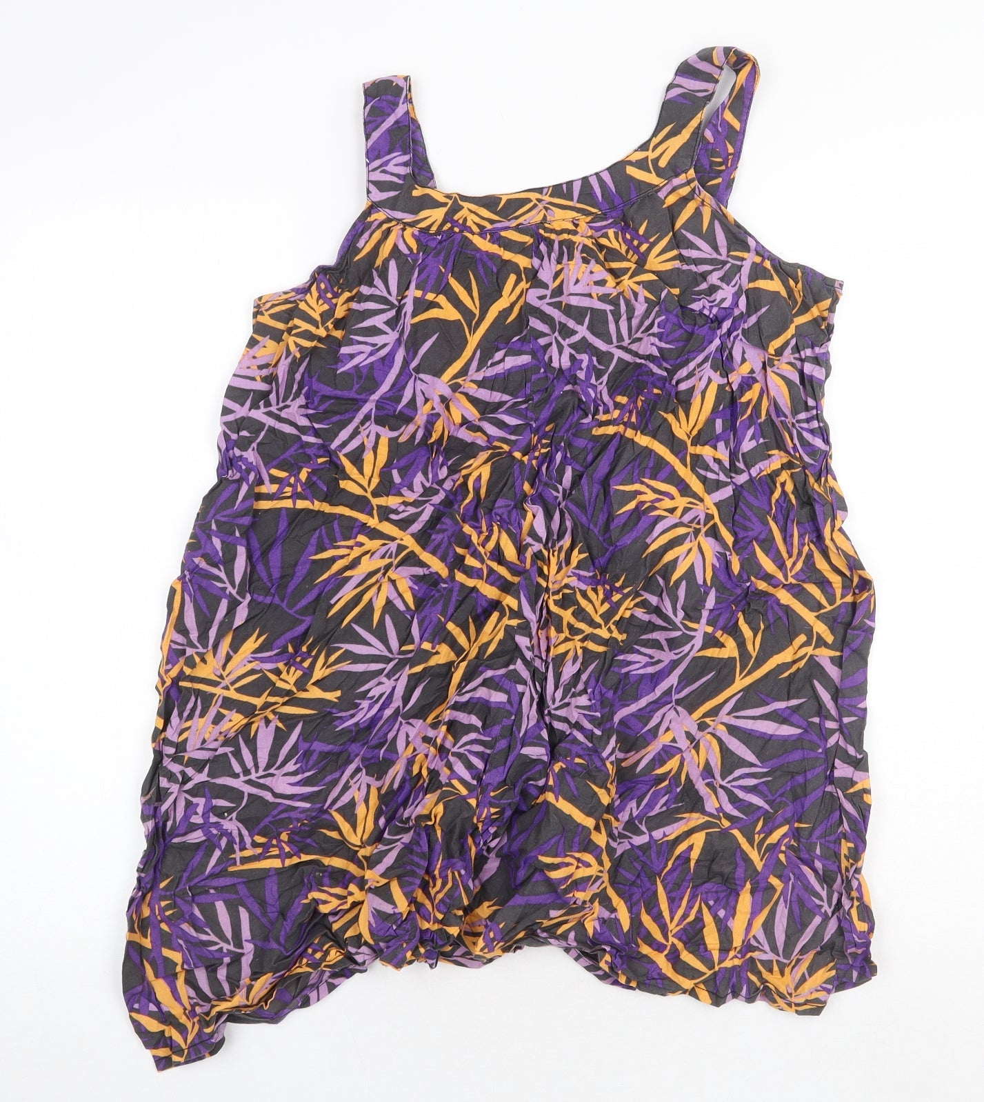 H&M Womens Purple Floral 100% Cotton Tunic Tank Size 10 Scoop Neck