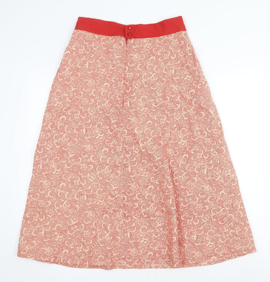 Preworn Womens Red Geometric Polyester Swing Skirt Size 28 in Zip