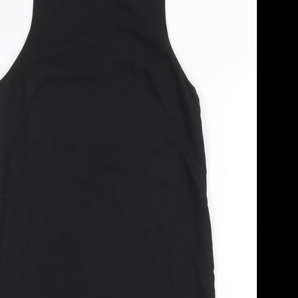 H&M Womens Black Polyester Tank Dress Size 6 Boat Neck Pullover