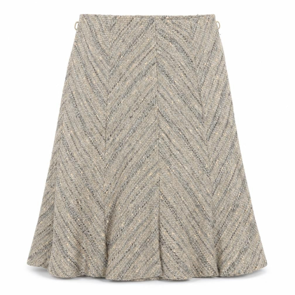 Marks and Spencer Womens Beige Geometric Polyester Swing Skirt Size 12 Zip