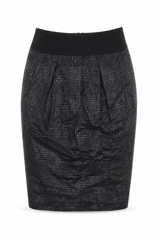 Marks and Spencer Womens Black Geometric Cotton Straight & Pencil Skirt Size 8 Zip