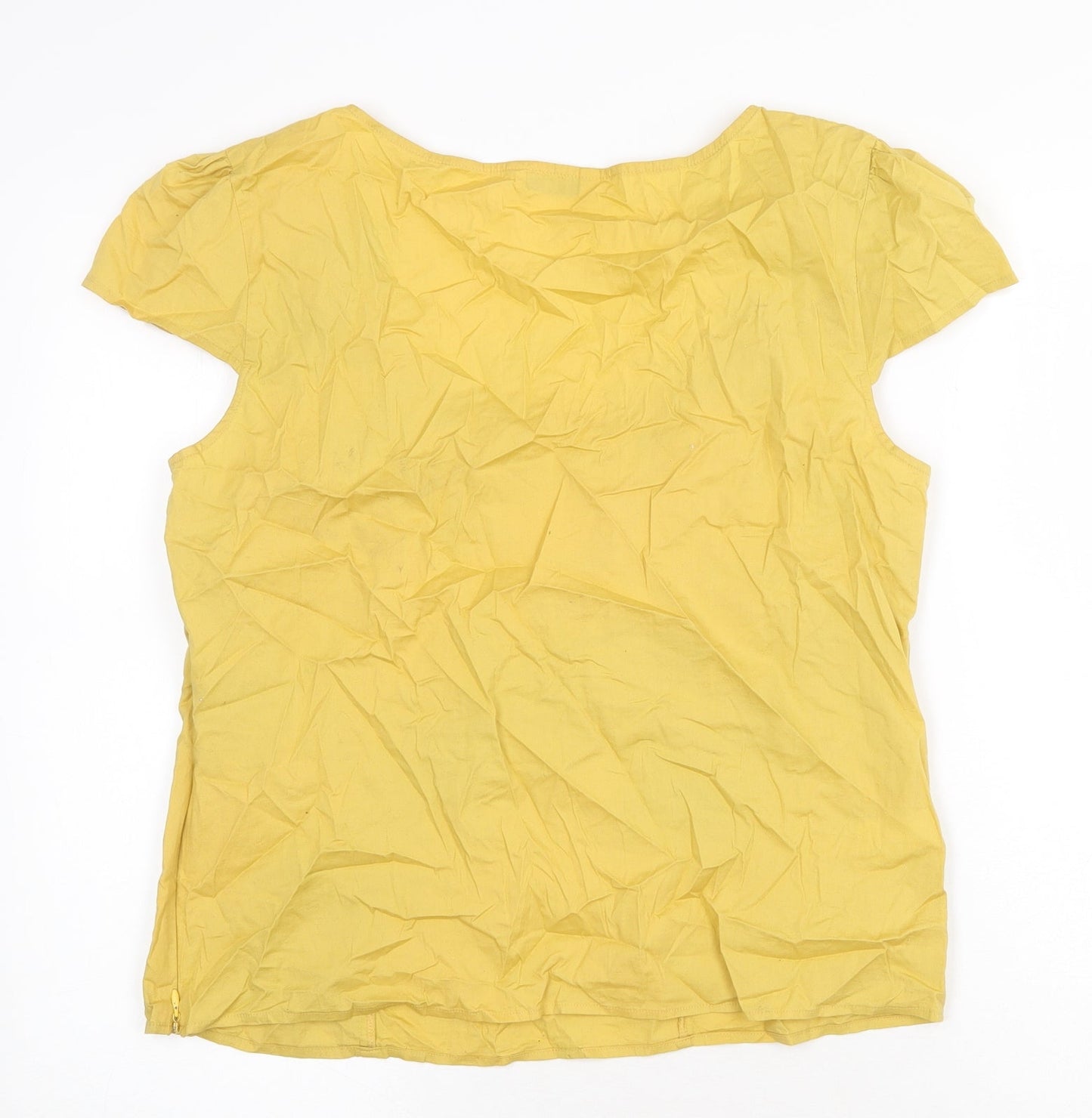 MK Womens Yellow Cotton Basic Blouse Size 18 Scoop Neck