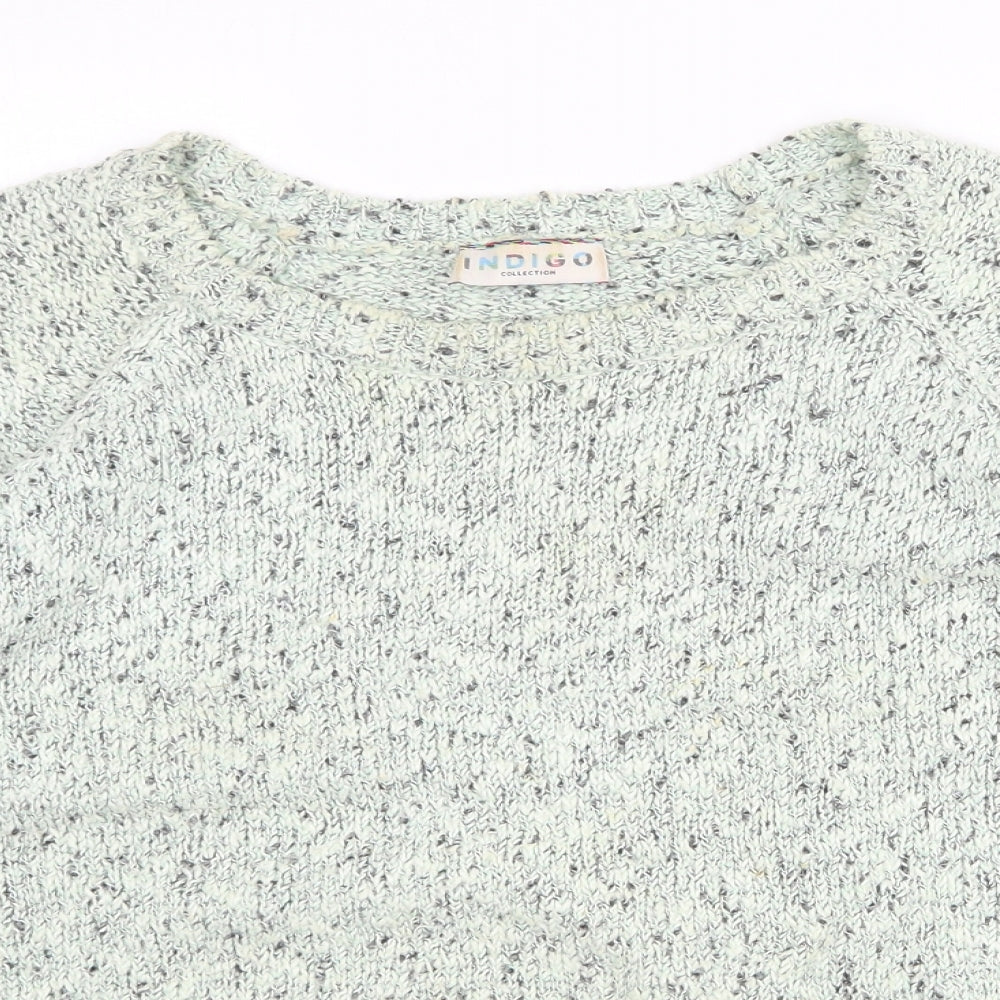 Marks and Spencer Womens Green Round Neck Cotton Pullover Jumper Size 12