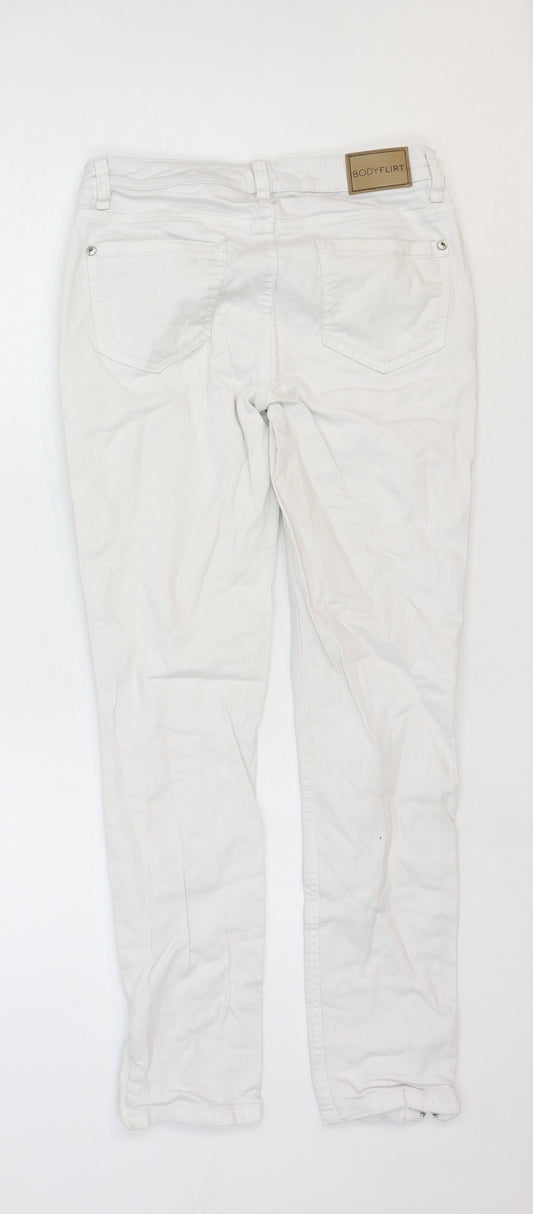 Body Flirt Womens White Cotton Straight Jeans Size 8 Regular Zip