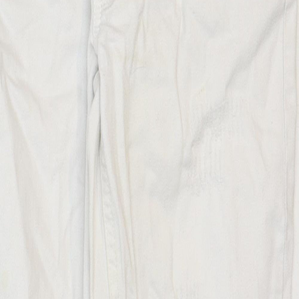 Body Flirt Womens White Cotton Straight Jeans Size 8 Regular Zip