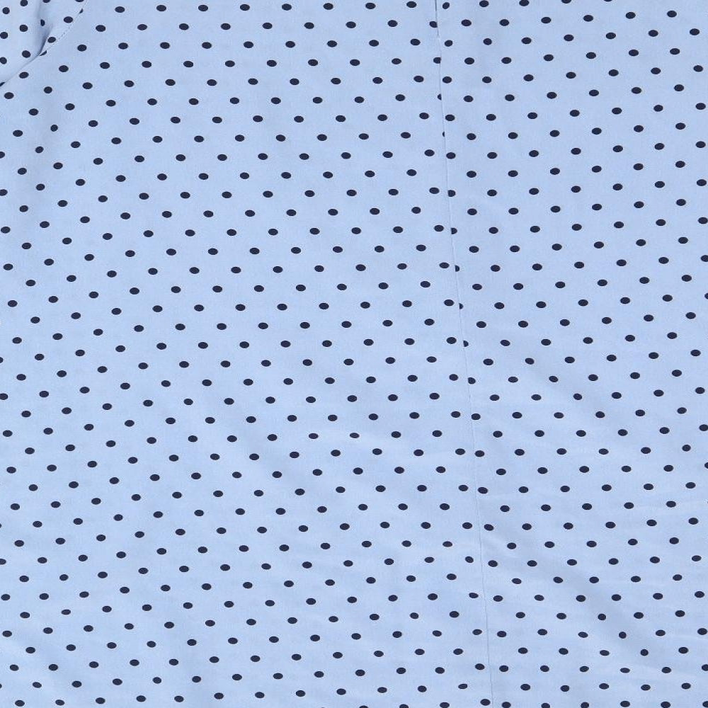 Glamourous Womens Blue Polka Dot Polyester Shirt Dress Size 16 Round Neck Zip