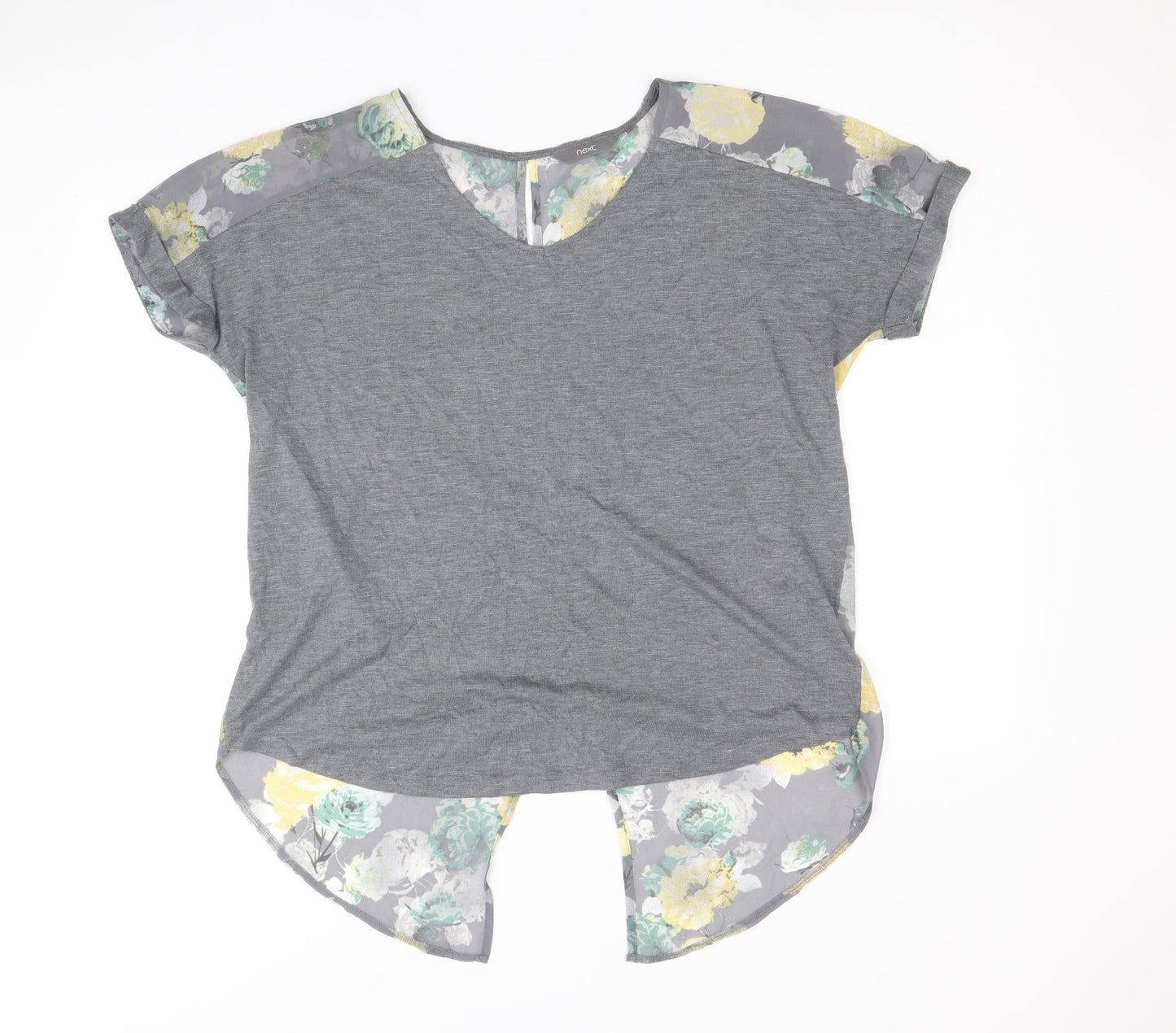 NEXT Womens Multicoloured Floral Polyester Tunic T-Shirt Size 12 V-Neck - Chiffon Details