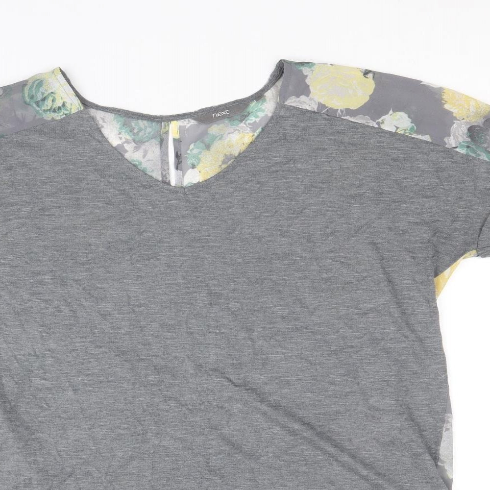 NEXT Womens Multicoloured Floral Polyester Tunic T-Shirt Size 12 V-Neck - Chiffon Details