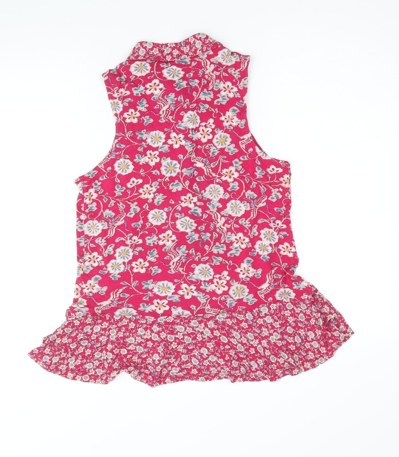 Monsoon Womens Pink Floral Viscose Basic Button-Up Size 8 Collared