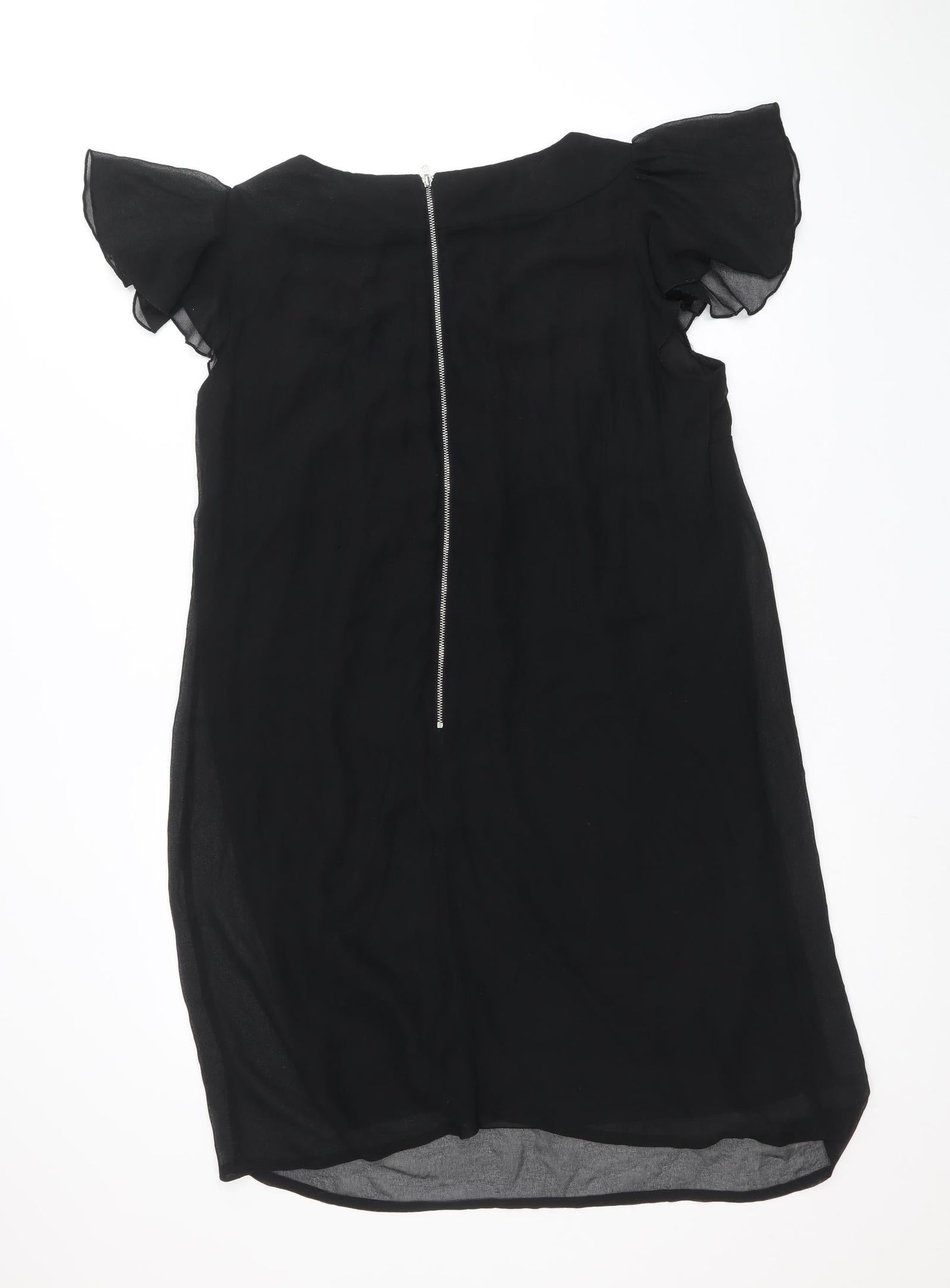 Oli Womens Black Polyester A-Line Size 14 Boat Neck Zip - Embellished Neckline