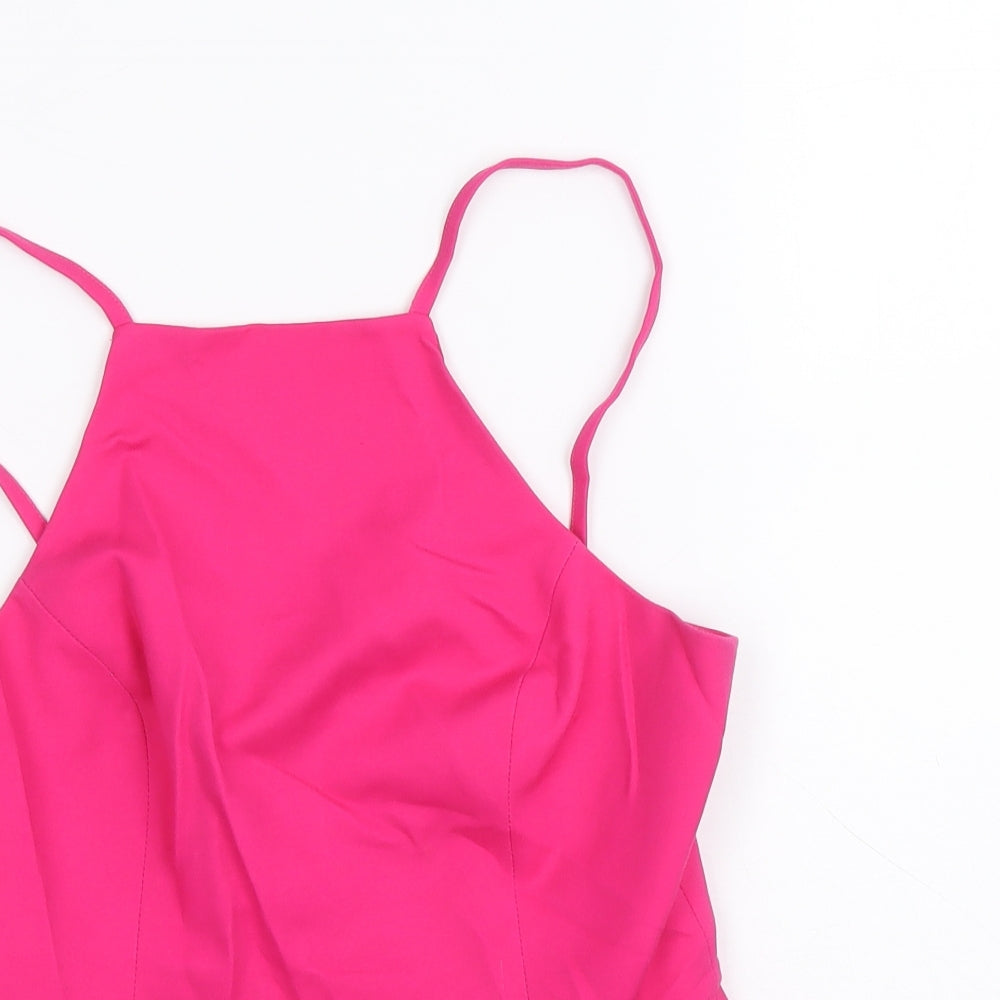Forever New Womens Pink Modal Basic Tank Size 8 Square Neck - Peplum