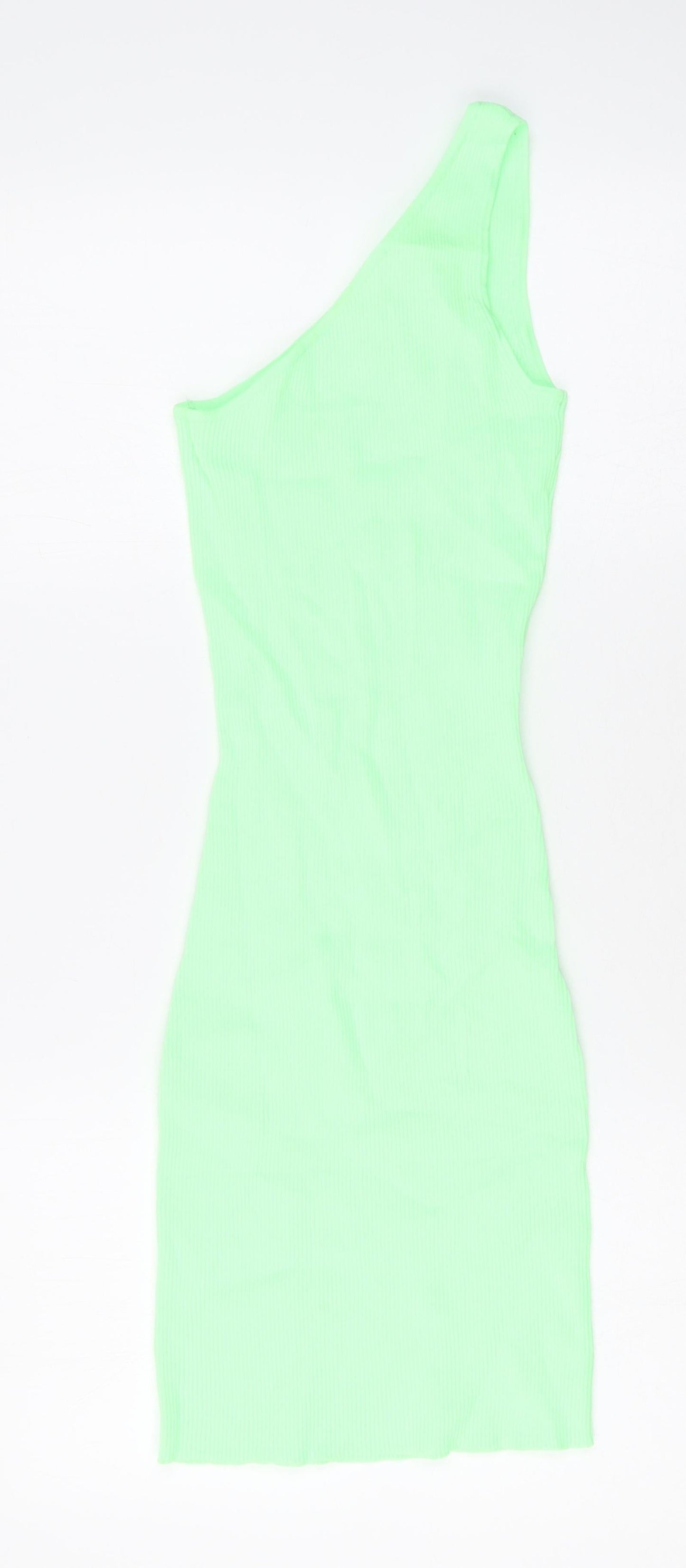 Bershka Womens Green Polyamide Bodycon Size S Off the Shoulder Pullover