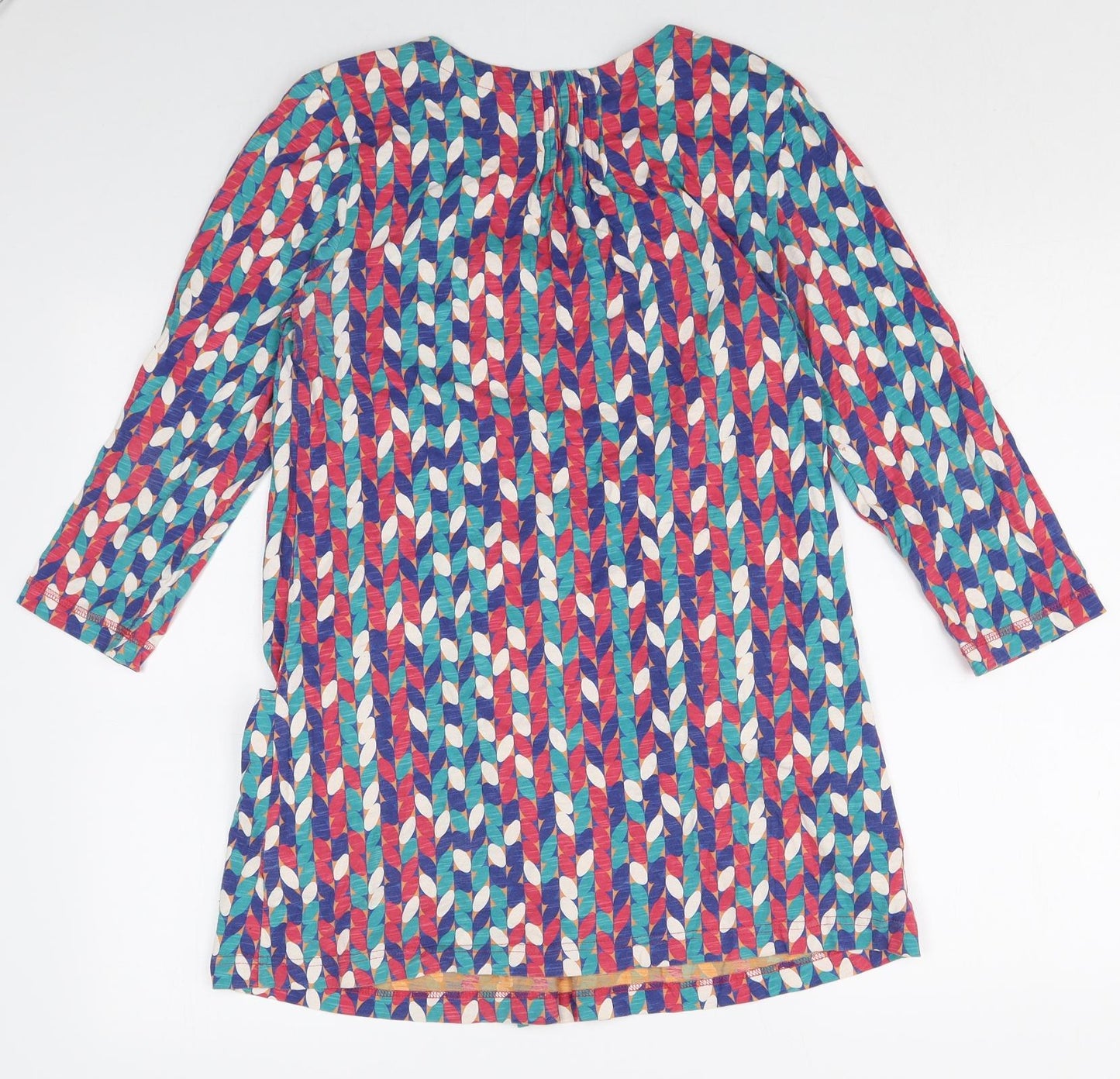 Adini Womens Multicoloured Geometric Cotton Tunic Blouse Size XS Boat Neck