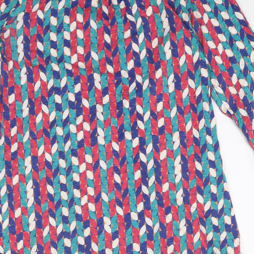 Adini Womens Multicoloured Geometric Cotton Tunic Blouse Size XS Boat Neck