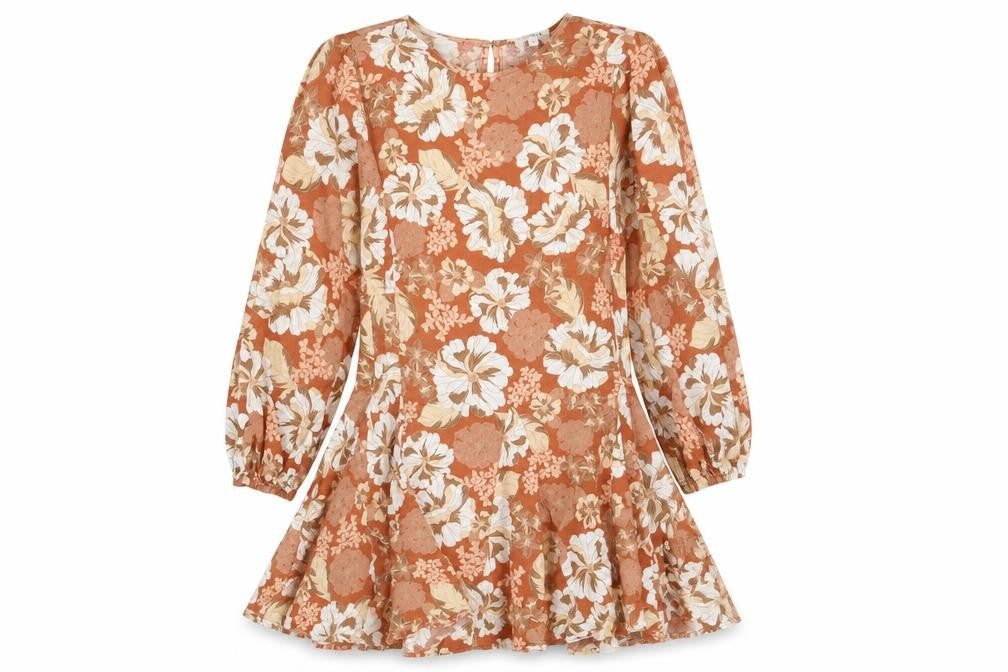 Seed Womens Pink Floral Lyocell Skater Dress Size 6 Round Neck Button