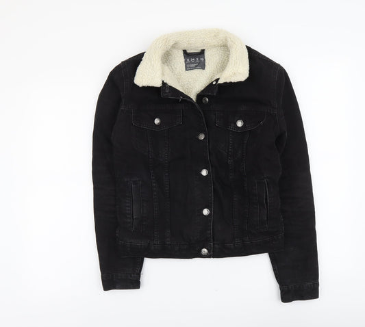 Denim & Co. Womens Black Jacket Size 6 Button