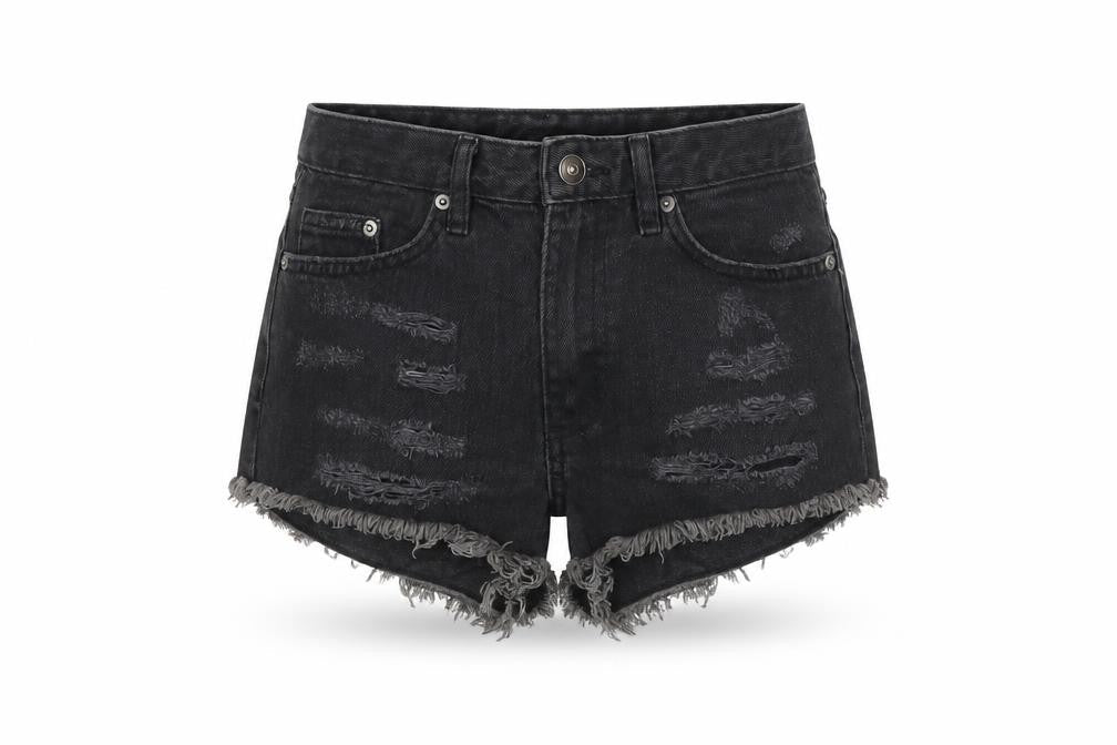 H&M Womens Grey Cotton Cut-Off Shorts Size 6 L3 in Regular Button