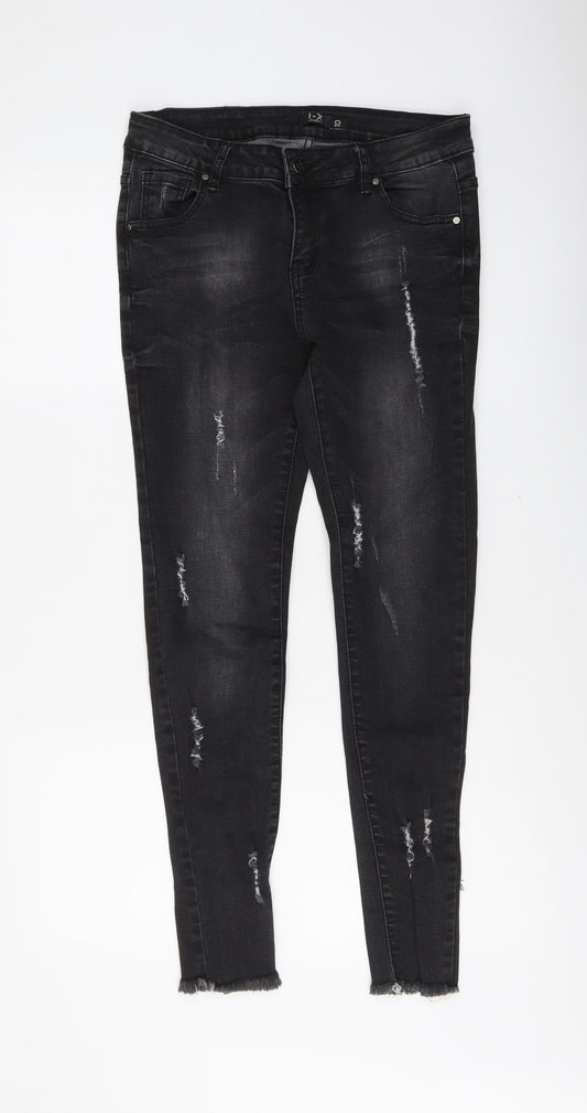 I-X London Womens Grey Cotton Skinny Jeans Size 10 L29 in Regular Button