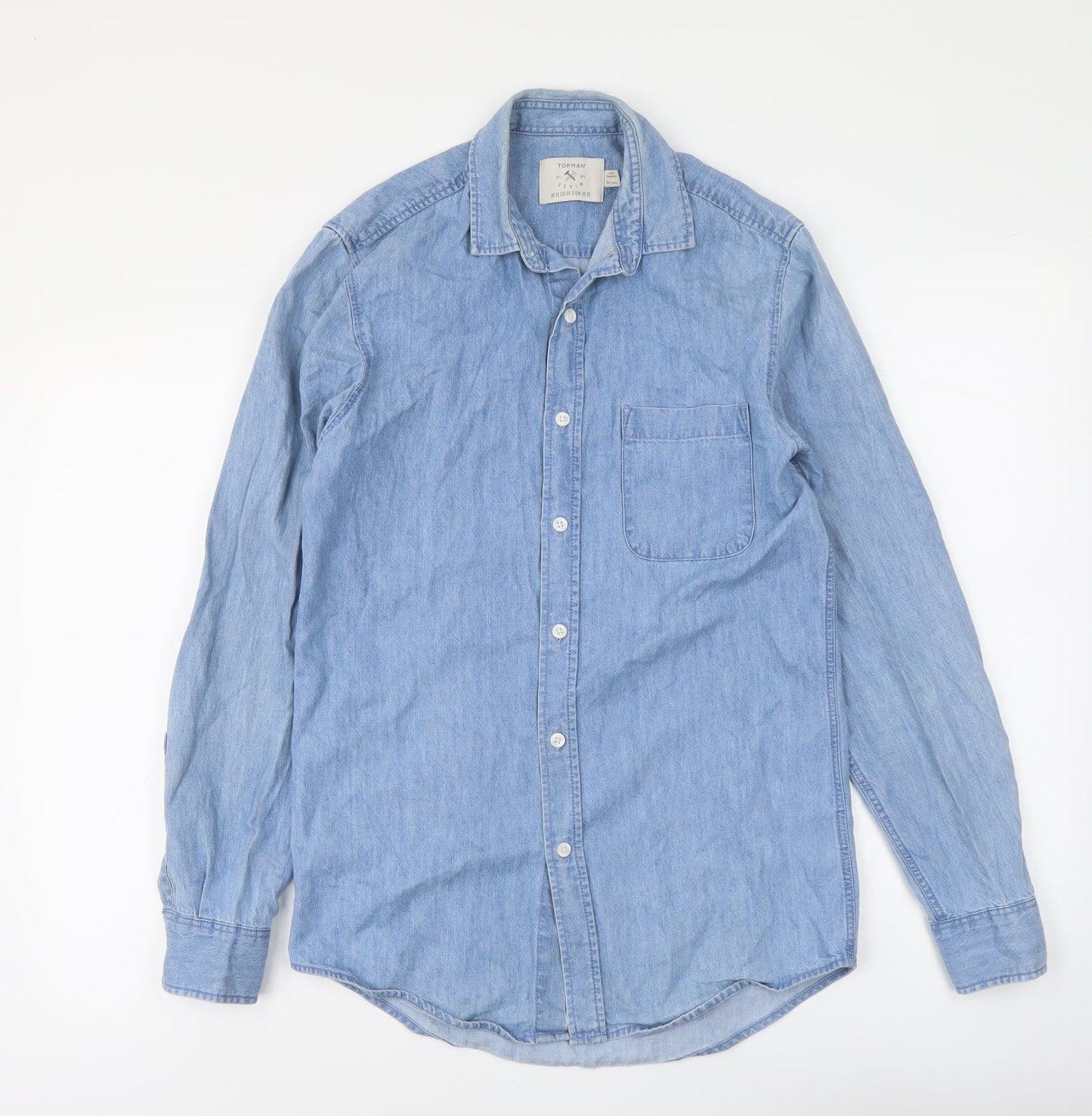 Topman Womens Blue Cotton Basic Button-Up Size XS Collared