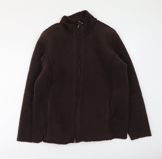 Janique Womens Brown Jacket Size 16 Zip