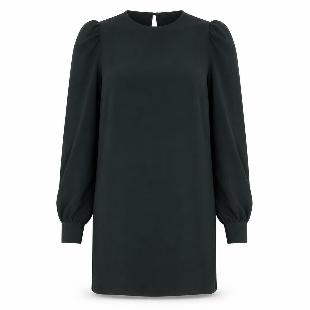 H&M Womens Green Polyester Shift Size S Round Neck Button