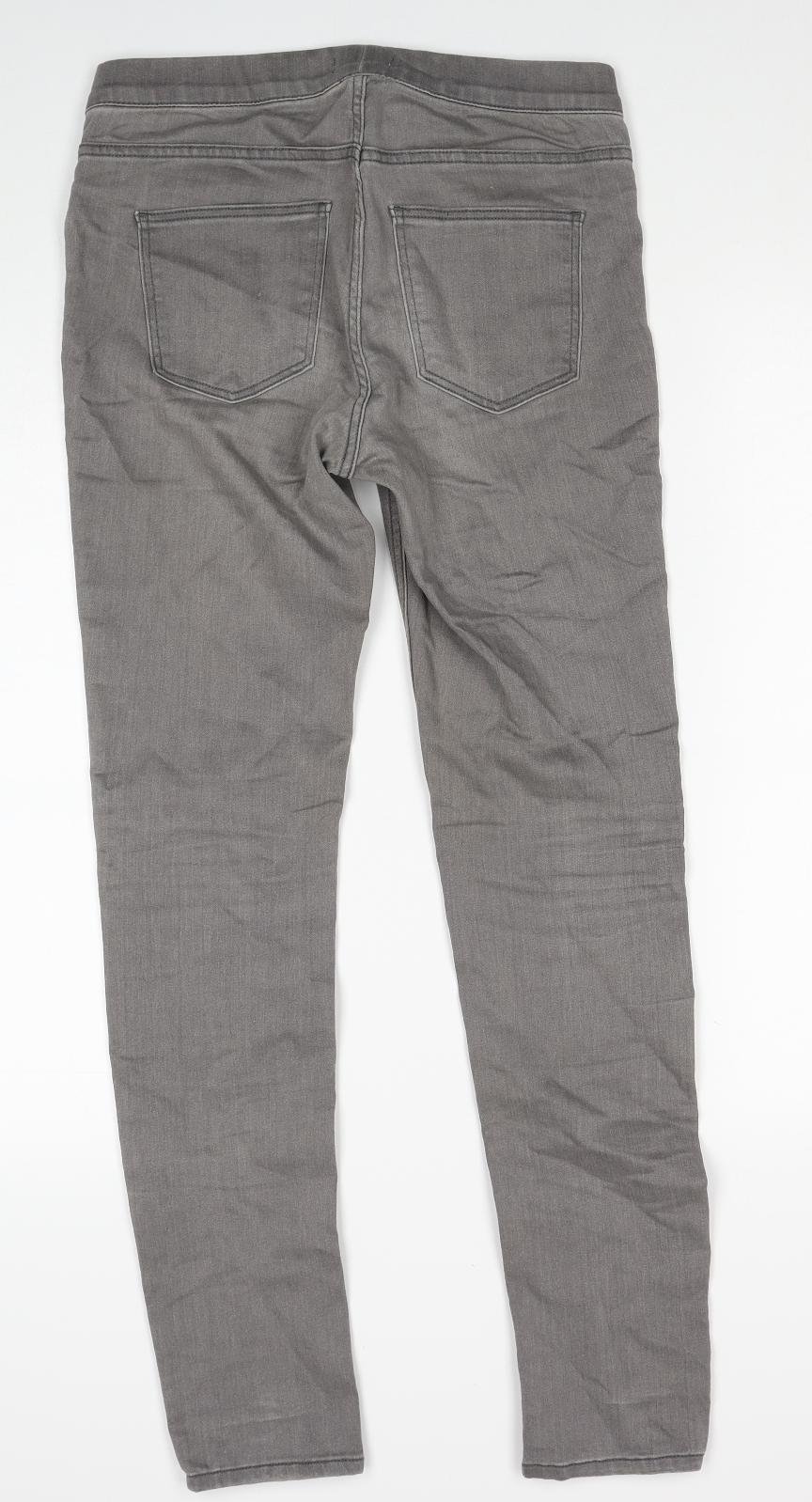 H&M Womens Grey Cotton Skinny Jeans Size 10 Regular Zip