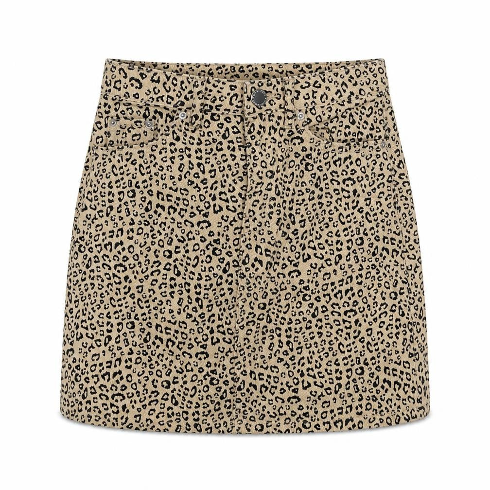 Divided by H&M Womens Beige Animal Print Cotton Straight & Pencil Skirt Size 4 Zip - Leopard Pattern