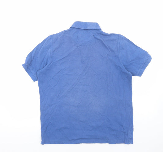 Brook Taverner Mens Blue Cotton Polo Size M Collared Button