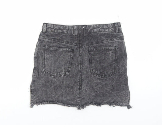 Motel Womens Grey Cotton Mini Skirt Size S Zip
