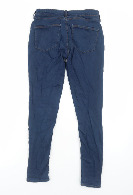 Topshop Womens Blue Cotton Skinny Jeans Size 10 L30 in Regular Zip