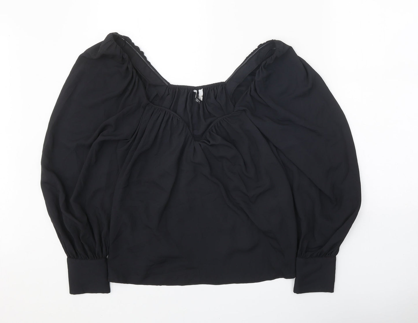 Zara Womens Black Polyester Basic Blouse Size S Sweetheart