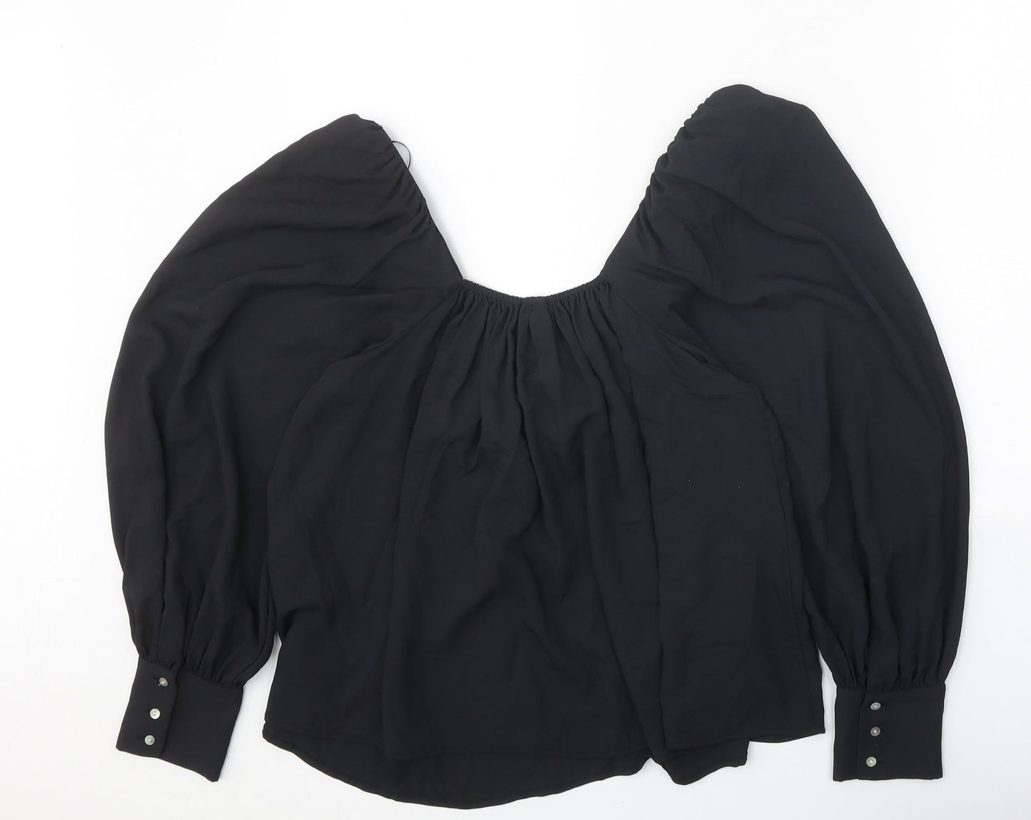 Zara Womens Black Polyester Basic Blouse Size S Sweetheart