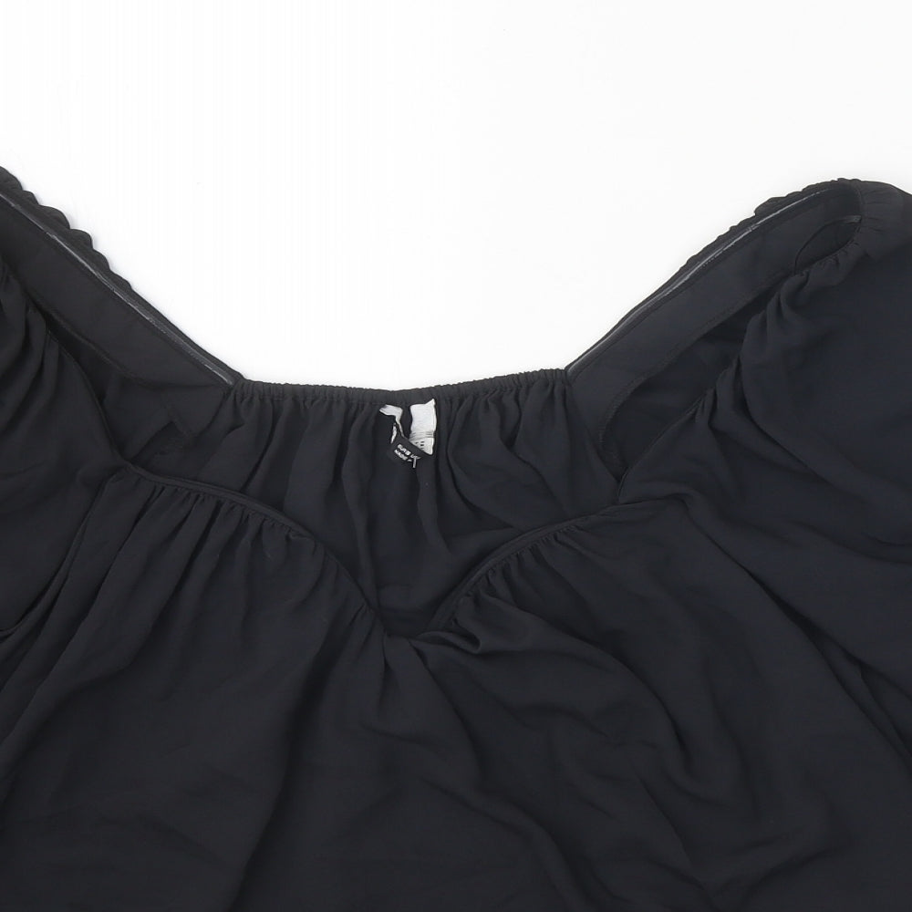 Zara Womens Black Polyester Basic Blouse Size S Sweetheart