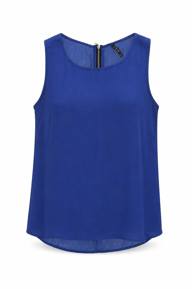 Stradivarius Womens Blue Polyester Basic Tank Size L Boat Neck