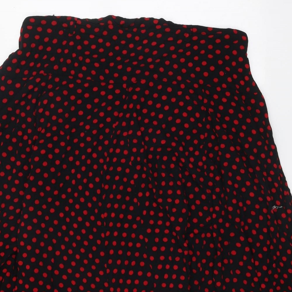 Preworn Womens Black Polka Dot Polyester Swing Skirt Size 36 in