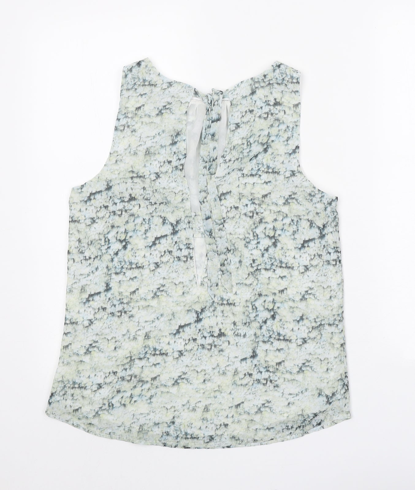 H&M Womens Green Geometric Polyester Basic Tank Size 6 Boat Neck