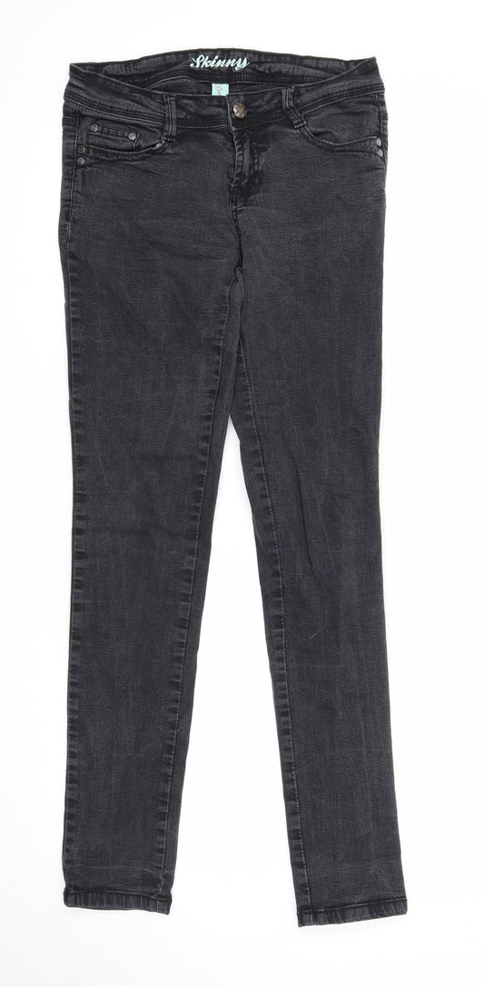 Denim & Co. Womens Black Cotton Skinny Jeans Size 10 Regular Zip